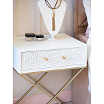 Приставной столик с выдвижным ящиком  White Table Carved Pattern варинант исполнения - 7 | Loft Concept в Сочи