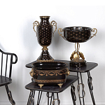 Ваза черного цвета из фарфора с золотистым узором и бронзовыми элементами Eden Garden porcelain and bronze варинант исполнения - 5 | Loft Concept в Сочи