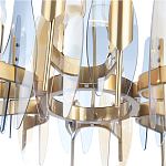 Люстра с вертикальными стеклянными элементами и металлическим каркасом цвета Латунь Vertical Glass варинант исполнения - 4 | Loft Concept в Сочи