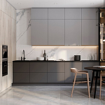 Серый кухонный гарнитур с фасадом под светлый дуб Ferrand Kitchen Set варинант исполнения - 1 | Loft Concept в Сочи