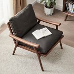 Кресло c каркасом из массива дерева и мягкой кожаной обивкой Walnut Armchair варинант исполнения - 2 | Loft Concept в Сочи