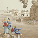 Обои ручная роспись Views of Italy Azure on Sepia варинант исполнения - 2 | Loft Concept в Сочи