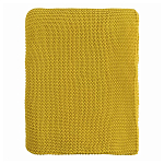 Плед из хлопка жемчужной вязки горчичного цвета Waffle Comfort варинант исполнения - 4 | Loft Concept в Сочи