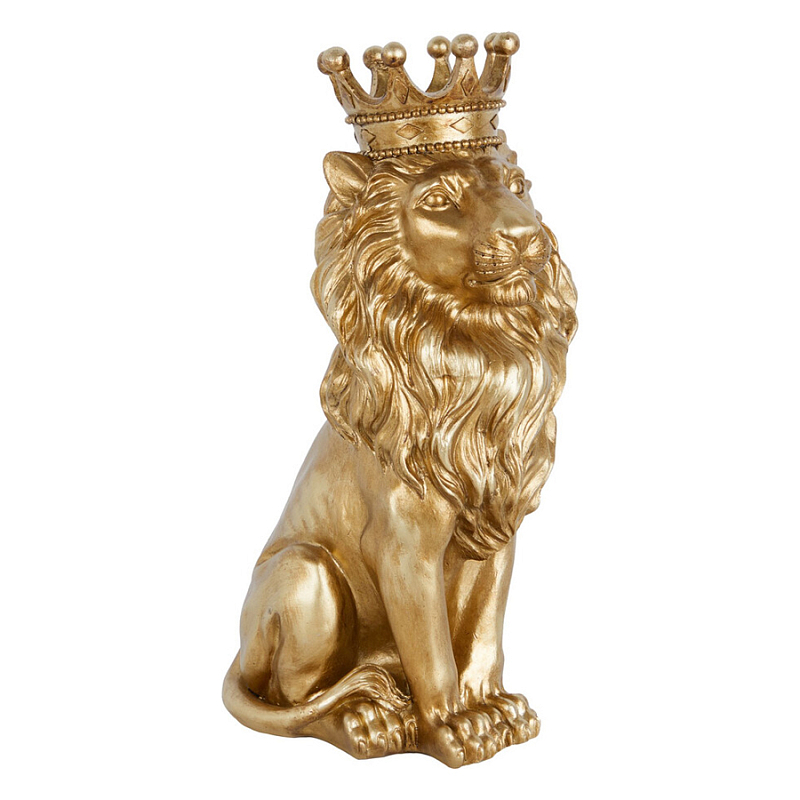 Статуэтка лев с детализированной гривой и изящной короной Lion Crown Золотой Статуэтка лев с детализированной гривой и изящной короной Lion Crown Золотой в Сочи | Loft Concept