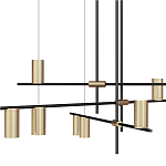 Люстра с 9-ю цилиндрическими плафонами цвета латунь TRIBES CHANDELIER варинант исполнения - 2 | Loft Concept в Сочи