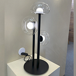 Настольная лампа с тремя прозрачными куполообразными плафонами и черным металлическим основанием Flos Wireline Lighting варинант исполнения - 5 | Loft Concept в Сочи