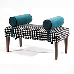 Банкетка Banquette PIED DE POULE с принтом гусиная лапка и синими подлокотниками  варинант исполнения - 2 | Loft Concept в Сочи