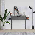 Консоль напольная серая с выдвижным ящиком и 2-мя полками с белой столешницей OTIS CONSOLE RETRO GRAY варинант исполнения - 1 | Loft Concept в Сочи