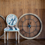 Часы настенные деревянные с римскими цифрами чёрного цвета Clock with History варинант исполнения - 3 | Loft Concept в Сочи