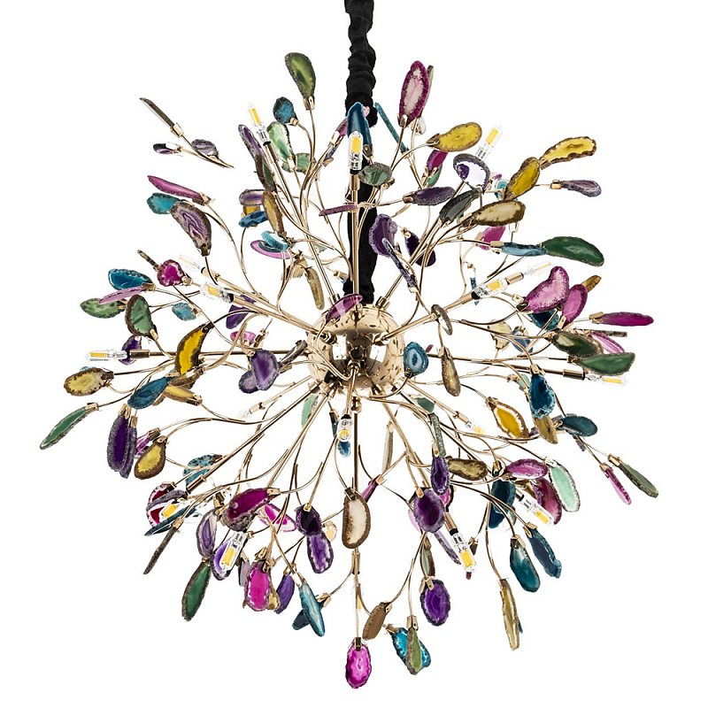 Люстра с декором разноцветный агат Multicolored Agate Chandelier 18 Глянцевое золото Мульти Люстра с декором разноцветный агат Multicolored Agate Chandelier 18 Глянцевое золото Мульти в Сочи | Loft Concept