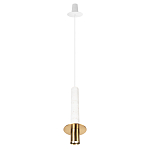 Подвесной светильник с узким цилиндрическим плафоном и золотым металлическим декором Concrete Pipe варинант исполнения - 11 | Loft Concept в Сочи