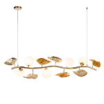 Люстра линейная на золотистом каркасе с белыми стеклянными плафонами Zest of Light варинант исполнения - 1 | Loft Concept в Сочи