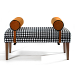 Банкетка Banquette PIED DE POULE Orange с принтом гусиная лапка Оранжевые валики варинант исполнения - 1 | Loft Concept в Сочи