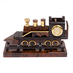 Часы настольные в виде паровоза из натурального камня Обсидиан Train Stone Clock варинант исполнения - 4 | Loft Concept в Сочи