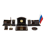 Настольный письменный набор с часами из природного камня обсидиана  Gift for Manager варинант исполнения - 1 | Loft Concept в Сочи