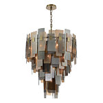 Люстра с многослойными стеклянными панелями янтарного и дымчатого цвета Textured Glass Chandelier варинант исполнения - 3 | Loft Concept в Сочи