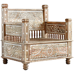 Деревянное кресло из массива манго с резьбой Vela Grey Mango Chair варинант исполнения - 1 | Loft Concept в Сочи