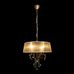 Люстра подвесная круглая с тканевым полупрозрачным абажуром и подвесками 4 лампы Gilded Elegance варинант исполнения - 1 | Loft Concept в Сочи