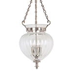 Подвесной светильник цвета никель с прозрачным ребристым стеклянным плафоном в классическом стиле Elstead Lighting варинант исполнения - 1 | Loft Concept в Сочи