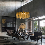 Люстра подвесная круглая с изогнутыми металлическими дугами и ниспадающими цепочками 65 см Atlantis Chain варинант исполнения - 9 | Loft Concept в Сочи