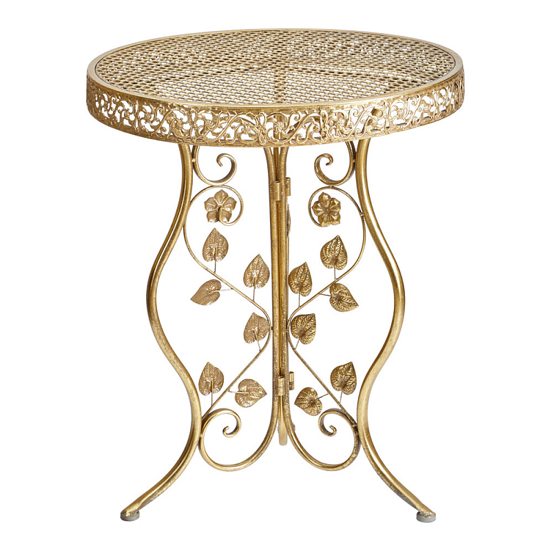 Столик приставной золотистый с орнаментом на столешнице Tanzania Золотой в Сочи | Loft Concept 