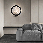 Светодиодное бра круглой формы с металлической рамой черного цвета Marble Glow варинант исполнения - 3 | Loft Concept в Сочи