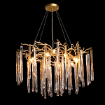 Люстра подвесная золотого цвета с разветвленными ветвями и прозрачными стеклянными подвесками Droplet Chandelier варинант исполнения - 3 | Loft Concept в Сочи
