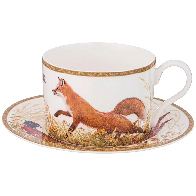 Чайная пара из фарфора 300 мл Hunting Porcelain Collection Белый Коричневый Мульти Чайная пара из фарфора 300 мл Hunting Porcelain Collection Белый Коричневый Мульти в Сочи | Loft Concept