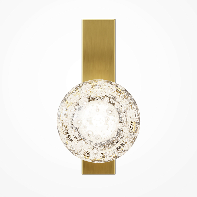 Бра с плафоном из прозрачного стекла с пузырьками воздуха Effervia Латунь Прозрачное Стекло в Сочи | Loft Concept 