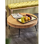 Журнальный столик с круглой фактурной столешницей из натурального дерева Vortex варинант исполнения - 6 | Loft Concept в Сочи