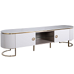 Тумба под телевизор белая овальная с мраморной столешницей Thoroughbass варинант исполнения - 1 | Loft Concept в Сочи