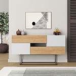 Комод c 2-мя белыми дверцами и 2-мя выдвижными ящиками цвета древесины EROS CONSOLE OAK WHITE варинант исполнения - 1 | Loft Concept в Сочи