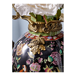 Ваза из фарфора черная с цветочной росписью и бронзовыми элементами Spring Garden варинант исполнения - 5 | Loft Concept в Сочи