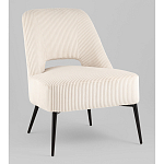 Кресло лаунж Бостон велюр рельефный молочный на черных ножках варинант исполнения - 1 | Loft Concept в Сочи