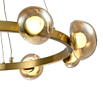 Люстра подвесная светодиодная с 9-ю круглыми плафонами коньячного цвета Iona Chandelier Brass  варинант исполнения - 3 | Loft Concept в Сочи