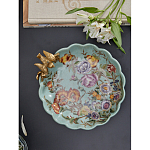 Блюдо из голубого фарфора с бронзовой птичкой Blue Garden варинант исполнения - 5 | Loft Concept в Сочи