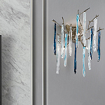 Бра с ветвистым каркасом из металла и подвесками из стекла Droplet Chandelier варинант исполнения - 1 | Loft Concept в Сочи