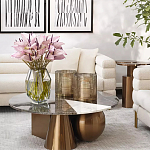 Дизайнерский журнальный стол с круглой столешницей на 3-х геометрических ножках Lehumod варинант исполнения - 3 | Loft Concept в Сочи