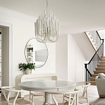 Люстра белая с несколькими ярусами деревянных палочек Bright Wooden Chandelier варинант исполнения - 6 | Loft Concept в Сочи