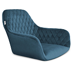 Барный стул со спинкой и подлокотниками на 4-х деревянных ножках Douglas Rhombus Синий Велюр варинант исполнения - 2 | Loft Concept в Сочи