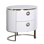 Тумбочка белая овальная с мраморной столешницей Thoroughbass варинант исполнения - 1 | Loft Concept в Сочи