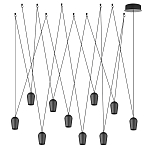 Подвесной светильник черными плафонами на длинных пересекающихся тросах Construction варинант исполнения - 7 | Loft Concept в Сочи