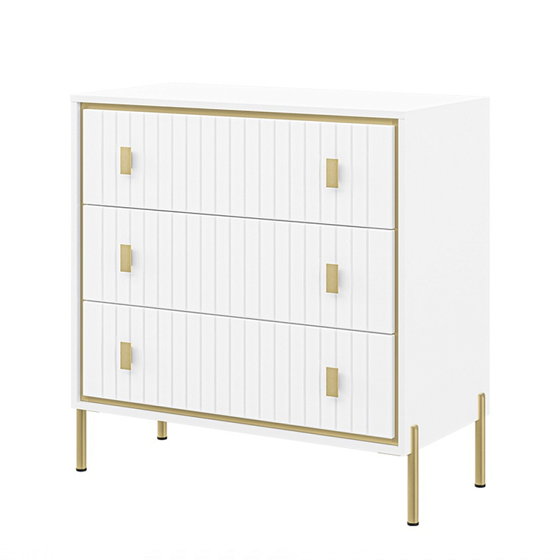 Комод белый глянцевый с тремя ящиками Antique Order Белый Золотой в Сочи | Loft Concept 