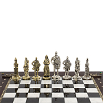 Шахматы в ларце из натуральных камней Долерит Малахит Мрамор Decorative Thematic Chess Русь варинант исполнения - 4 | Loft Concept в Сочи