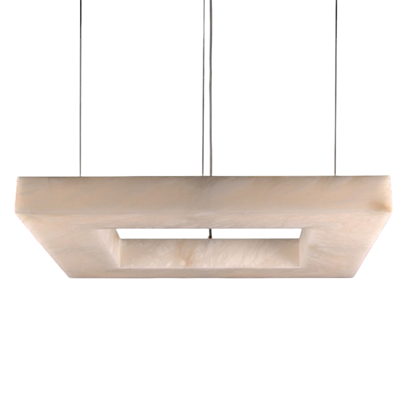 Люстра с квадратным каменным плафоном Calcite Square Light Латунь Белый Люстра с квадратным каменным плафоном Calcite Square Light Латунь Белый в Сочи | Loft Concept