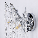 Бра цвета хром с ветвями и прозрачными стеклянными подвесками в виде вытянутых спиральных капель Droplet Chandelier варинант исполнения - 6 | Loft Concept в Сочи