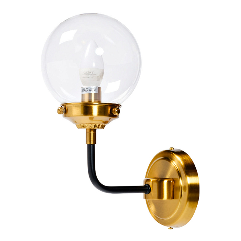 Бра БИСТРО Globe Clear Glass Single Sconce Brass  в Сочи | Loft Concept 