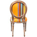 Стул бежевый в разноцветную полоску из натурального бука с изображением птиц и цветов Blooming Red Blue Birds Colorful Stripes Chair варинант исполнения - 3 | Loft Concept в Сочи