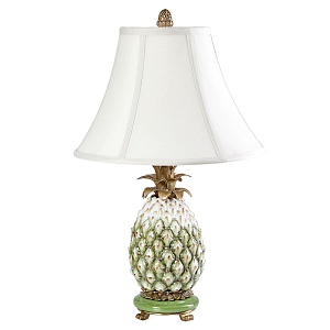 Настольная лампа с каркасом и декором в виде ананаса из фарфора и бронзы Pineapple Lamp