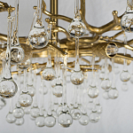 Потолочная люстра в виде ветвей деревьев золотого цвета с прозрачными подвесками-каплями Droplet Chandelier варинант исполнения - 5 | Loft Concept в Сочи